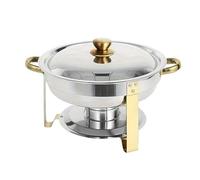 ROSEEONNE Calentadore Comida Chafing Dishes for Buffet 4 Pack Food Warmers for Parties Buffet Stainless Steel Round Chafing Dish Set(Glass Lid,6L)