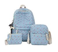 ROSEEONNE Conjunto de mochila de tres piezas con lazo, mochila de algodón for estudiantes, gran capacidad, bonita y perfecta for viajes, oficina y regreso a clases.(Blu,Bring a doll)