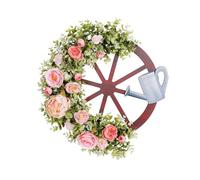 ROSEEONNE Hanging Roulette Wheel Wreath Artificial Wooden Reusable Garland for Wall Front Door Decoration and Christmas Party Decor(E)