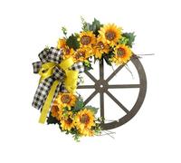 ROSEEONNE Hanging Roulette Wheel Wreath Artificial Wooden Reusable Garland for Wall Front Door Decoration and Christmas Party Decor(F)