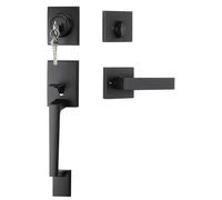 ROSEEONNE manilla puerta Manija con llave Interior Manija de puerta delantera moderna de mediados de siglo en negro con moldura de palanca for baño tirador puertas