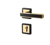 ROSEEONNE manilla puerta Manija de puerta con cerradura, palanca de puerta de privacidad, juegos internos, perillas de puertas de entrada con llaves tirador puertas(Black+glod,Magnetic version)