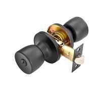 ROSEEONNE manilla puerta Pomo de puerta con cerradura y llave, pomo de puerta Exterior negro mate for dormitorio y baño, cerradura de tres bolas tirador puertas