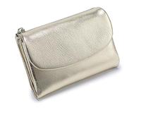 ROSEEONNE monederos Cartera de Piel de Guijarro, compacta, de Piel Flor, con Cremallera, Monedero y Tarjetero, Monedero Delgado Plegable Compatible with Hombre y Mujer. Cartera(Gold)