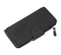 ROSEEONNE monederos Cartera Grande Compatible with Mujer con Bolsillo con Cremallera, Tarjetero Delgado, Monedero de Viaje gestión de Efectivo, Carteras de Cuero Mujer, 3 Pliegues Cartera(Noir)