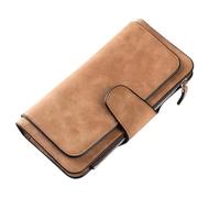 ROSEEONNE monederos Cartera Grande Compatible with Mujer con Bolsillo con Cremallera, Tarjetero Delgado, Monedero de Viaje gestión de Efectivo, Carteras de Cuero Mujer, 3 Pliegues Cartera(Bruin)
