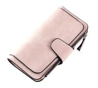 ROSEEONNE monederos Cartera Grande Compatible with Mujer con Bolsillo con Cremallera, Tarjetero Delgado, Monedero de Viaje gestión de Efectivo, Carteras de Cuero Mujer, 3 Pliegues Cartera(Rose)