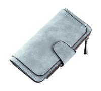 ROSEEONNE monederos Cartera Grande Compatible with Mujer con Bolsillo con Cremallera, Tarjetero Delgado, Monedero de Viaje gestión de Efectivo, Carteras de Cuero Mujer, 3 Pliegues Cartera(BLU)