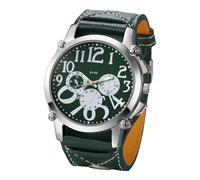 ROSEEONNE reloj de pulsera Reloj de pulsera de cuarzo Steampunk de cuero con esfera grande y redonda y puño ancho. Un excelente regalo for cumpleaños y festivales.(Groen)