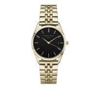 Rosefield Reloj Mujer The Ace de Oro: Caja de Reloj Redonda de 33 mm con Esfera Negra y Correa de Oro - ACBKG-A13
