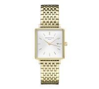 Rosefield Reloj Mujer The Boxy de Oro: Caja de Reloj Cuadrada de 26 * 28 mm con Esfera Blanca y Correa de Oro - QWSG-Q09