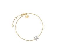 Rosefield Pulsera para mujer con letra H chapada en oro de 14 quilates de acero inoxidable 316L, ajustable de 16,5 cm a 19,5 cm, piedras pavé con aspecto plateado brillante