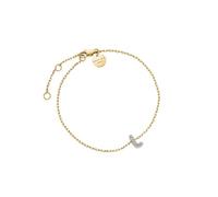 Rosefield Pulsera para mujer con letras A-Z chapada en oro de 14 quilates, acero inoxidable 316L, ajustable (16,5 - 19,5 cm), piedras pavé con aspecto plateado brillante, Acero inoxidable