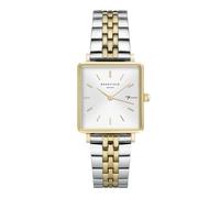 Rosefield Reloj Mujer The Boxy de Oro: Caja de Reloj Cuadrada de 26 * 28 mm con Esfera Blanca y Correa de Plata y Oro - QVSGD-Q013