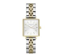 Rosefield Reloj Mujer The Boxy XS de Oro: Caja de Reloj Cuadrada de 22 * 24 mm con Esfera Blanca y Correa de Acero Plateado - QMWSSG-Q023