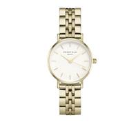 Rosefield Reloj Mujer The Small Edit de Oro: Caja de Reloj Redonda de 26 mm con Esfera Blanca y Correa de Oro - 26WSG-267
