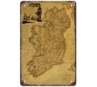 Rosefinch Stone Cartel de metal con el mapa vintage de Irlanda de 1797 para decoración de pared, arte retro, decoración divertida para el hogar, bar, pub, cafetería, granja, habitación, póster de