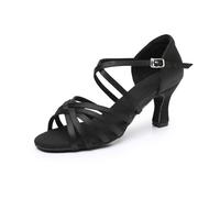 Rosefinch Zapatos de Baile Latino para Mujer Bailes de salón Bailes de Fiesta Bailes de práctica Zapatos de Rendimiento Adecuado para latín, Salsa, Tango, Rumba, Cha Cha 7cm Tacco,Negro 39EU