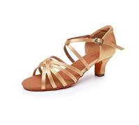Rosefinch Zapatos de Baile Latino para Mujer Bailes de salón Bailes de Fiesta Bailes de práctica Zapatos de Rendimiento Adecuado para latín, Salsa, Tango, Rumba, Cha Cha 5cm Tacco,Beige 36EU