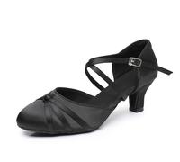 Rosefinch Zapatos de Baile Latino para Mujer, Social para Salsa Tango Waltz, Negros 5cm de Tacón 40EU