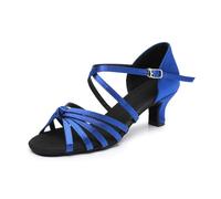 Rosefinch Zapatos de Baile Latino para Mujer Zapatos Profesionales de Baile de salón Salsa Tango Cha Cha 5cm Talón, Azul 34EU