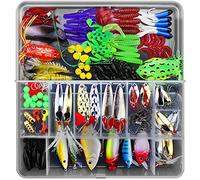 RoseFlower 141 Piezas Kits de señuelos para Pesca Cebos Artificiales de Pesca Cebo Duros/Suaves Incluye Ranas, Giratorios, Cuchara, Anzuelos - Pesca Accesorios para Pesca de Trucha, Bagre y Lucio