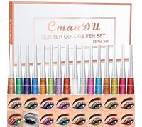 RoseFlower 16 Colors Liquid Glitter Eyeliner, Delineador Líquido Metálico con Purpurina, Sombra de Ojos con Purpurina Resistente al Agua y de Larga Duración colorido Maquillaje artístico