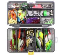 RoseFlower 168 Piezas Kits de señuelos para Pesca Cebos Artificiales de Pesca Cebo Duros/Suaves Incluye Ranas, Giratorios, Cuchara, Anzuelos - Pesca Accesorios para Pesca de Trucha, Bagre y Lucio