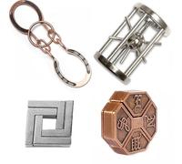 RoseFlower 4 Piezas Rompecabezas de Bloqueo mágico, Rompecabezas de Metal, desbloqueo Rompecabezas Educativo al Desgaste Juego de Juguetes para Entrenamiento Cerebral Juguete para niños y Adultos