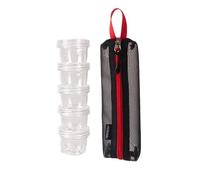 RoseFlower 5 Piezas Vaso de plástico para salsa, Mini vasos de plástico transparentes con negro bolsa de almacenamiento, Cajas De Salsa De Plástico, para Guardar Snacks, Ingredientes (40ML)
