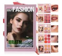 RoseFlower 67 Colors Four-Layer Book Makeup Palette - 24 Eyeshadow, 24 Lip Gloss, 6 High Lighter, 6 Blush, 7 Contour - Makeup Kit for Women, Nude & Glitter Eyeshadow Palette, Makeup Gift Sets (B)
