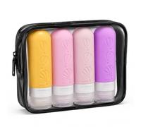 RoseFlower Botes Viaje Rellenables 90ml, de silicona kit frascos viaje avion, rellenables y apretujables travel bottles, para loción, gel de ducha, champú, viajes accesorios, 90 ml