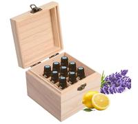 RoseFlower Caja de Almacenaje de Madera de Aceites Esenciales y Aromaterapia, 16 Botellas Aceite Contenedor Cubos de Almacenaje Organizadores para Perfumes, Fragancias, CosméTica, Joyas, Makeup