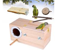 RoseFlower Caja de Nido de Madera para Aves, Nido Cría Natural para Periquitos, Loros y Pájaros Pequeños/Medianos, Caja de Cría para Pájaros de Exterior, 29 x 15 x 15cm (L)