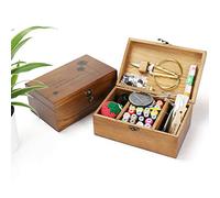 RoseFlower Cesta de costura de madera con accesorios de costura, caja de costura, kit de costura básico, accesorios de costura y accesorios, kits de reparación de costura, juego de costura a mano con