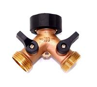 RoseFlower Divisor de Manguera de 2 Vías de Latón con Válvula Independientes, 3/4" Divisor de Manguera de Jardín - Bifurcador Grifo Jardin Distribuidor y Adaptador para jardinería, Riego doméstico