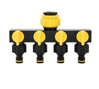 RoseFlower Divisor de Manguera de 4 Vías con Válvula Independientes, 1/2" e 3/4" Divisor de Manguera de Jardín - Bifurcador Grifo Jardin Distribuidor Adaptador para jardinería Riego doméstico