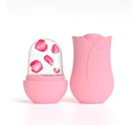 RoseFlower Ice Roller Facial, Rodillo de Hielo Facial de Silicona, Ice Roller for Face Eyes, Aliviar Ojos Hinchados, Ayuda a Reducir Los Poros #Rosa