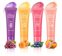 RoseFlower Juego de Bálsamo Labial, Bálsamo Labial Teñido Natural de 4 Sabores de Frutas para el Cuidado de los Labios, Tubos de Reparación de Labios, Previene Labios Agrietados y Secos