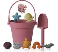 RoseFlower Juguetes de arena de silicona para niños, 10 unidades, juguetes de arena de silicona, juego de caja de arena, juguetes con cubo de pala, moldes de arena, juguetes a partir de 1, 2, 3, 4, 5