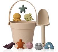 RoseFlower Juguetes de arena de silicona para niños, 10 unidades, juguetes de arena de silicona, juego de caja de arena, juguetes con cubo de pala, moldes de arena, juguetes a partir de 1, 2, 3, 4, 5