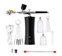 RoseFlower Kit de aerógrafo, Juego de Aerógrafo de Mano Recargable para Maquillaje, Pintura, Modelado, Manualidades, Manicuras, Tatuajes, Decoración de Pasteles - Negro
