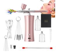 RoseFlower Kit de aerógrafo, Juego de Pistola de Pulverización con Compresor, Juego de Aerógrafo de Mano Recargable para Maquillaje, Pintura, Manicuras, Tatuajes, Decoración de Pasteles -Rosa