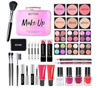 RoseFlower Kit de maquillaje profesional, juego completo de maquillajecon paleta de sombras de ojos, pincel de maquillaje, lápiz labial, brillo de labios, estuche de maquillaje de viaje para niñas