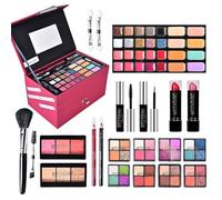 RoseFlower Kit de maquillaje profesional, juego completo de maquillajecon paleta de sombras de ojos, pincel de maquillaje, lápiz labial, brillo de labios, estuche de maquillaje de viaje para niñas