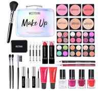 RoseFlower Kit de maquillaje profesional, juego completo de maquillajecon paleta de sombras de ojos, pincel de maquillaje, lápiz labial, brillo de labios, estuche de maquillaje de viaje para niñas