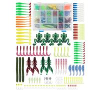 RoseFlower Kit de Pesca 146 pcs - Incluye 50 Anzuelos, 85 Señuelos Blandos Tipo Gusano y 11 Señuelos Grandes, Accesorios y Aparejos de Pesca Completo