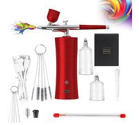 RoseFlower Mini compresor de Aire, Aerografo con compresor, aerografo reposteria, Kit de compresor aerografo portatil para Maquillaje, Arte de uñas y Decoración de Pasteles# rojo