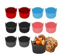 RoseFlower Moldes de Huevo para Freidora de Aire, 10 piezas Ramequines para freidora de aire, Molde Silicona para muffins, cupcakes, pudín, huevo frito, sándwiches, Cocedor de huevos en microondas