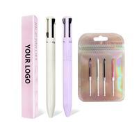 RoseFlower Pluma de maquillaje 4 en 1, Lápiz de maquillaje para retocar, contorno de cejas, fluorescente, corrector, textura cremosa y mezclable, versátil para viajes